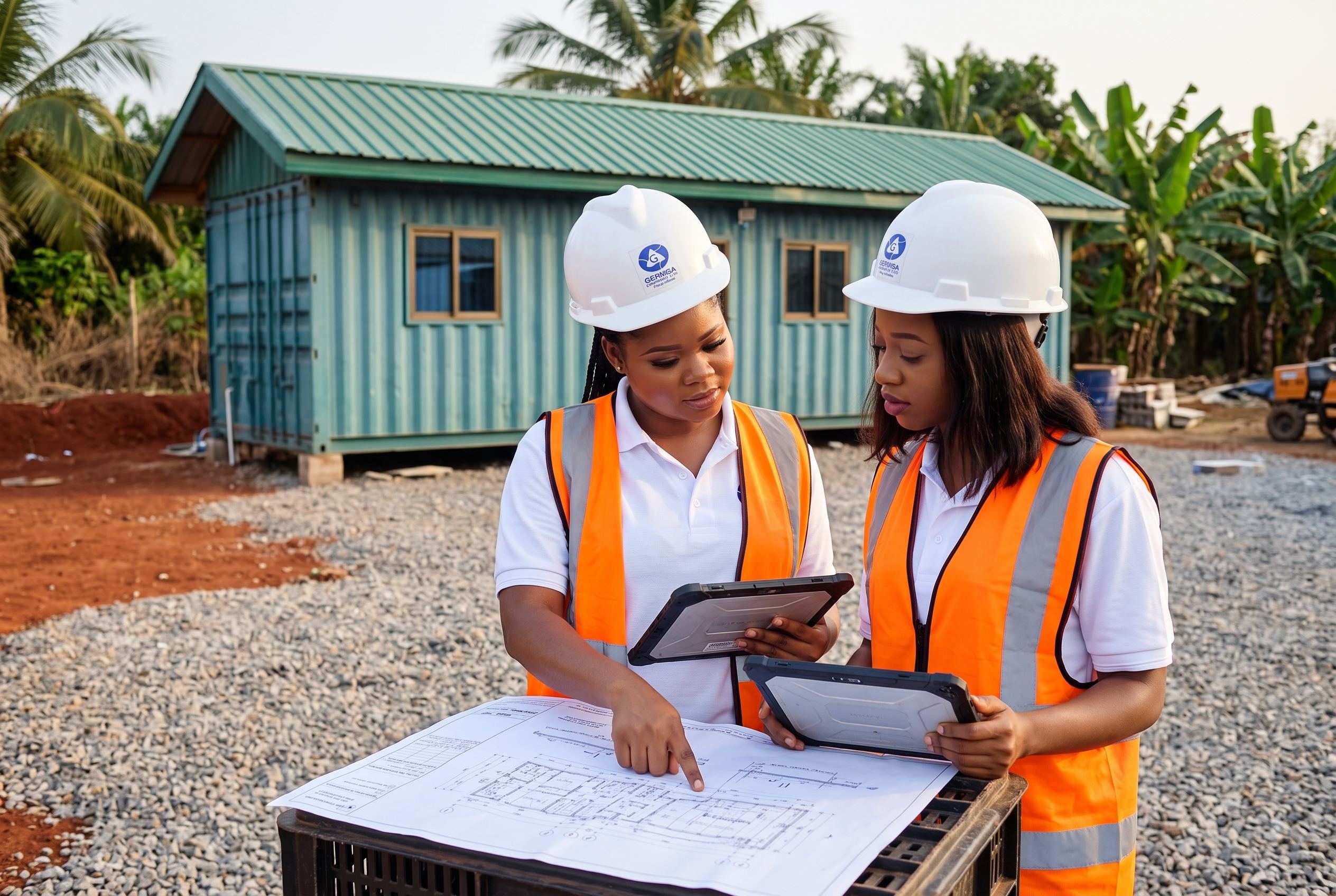 Germisa engineers in hi-vis vests on site