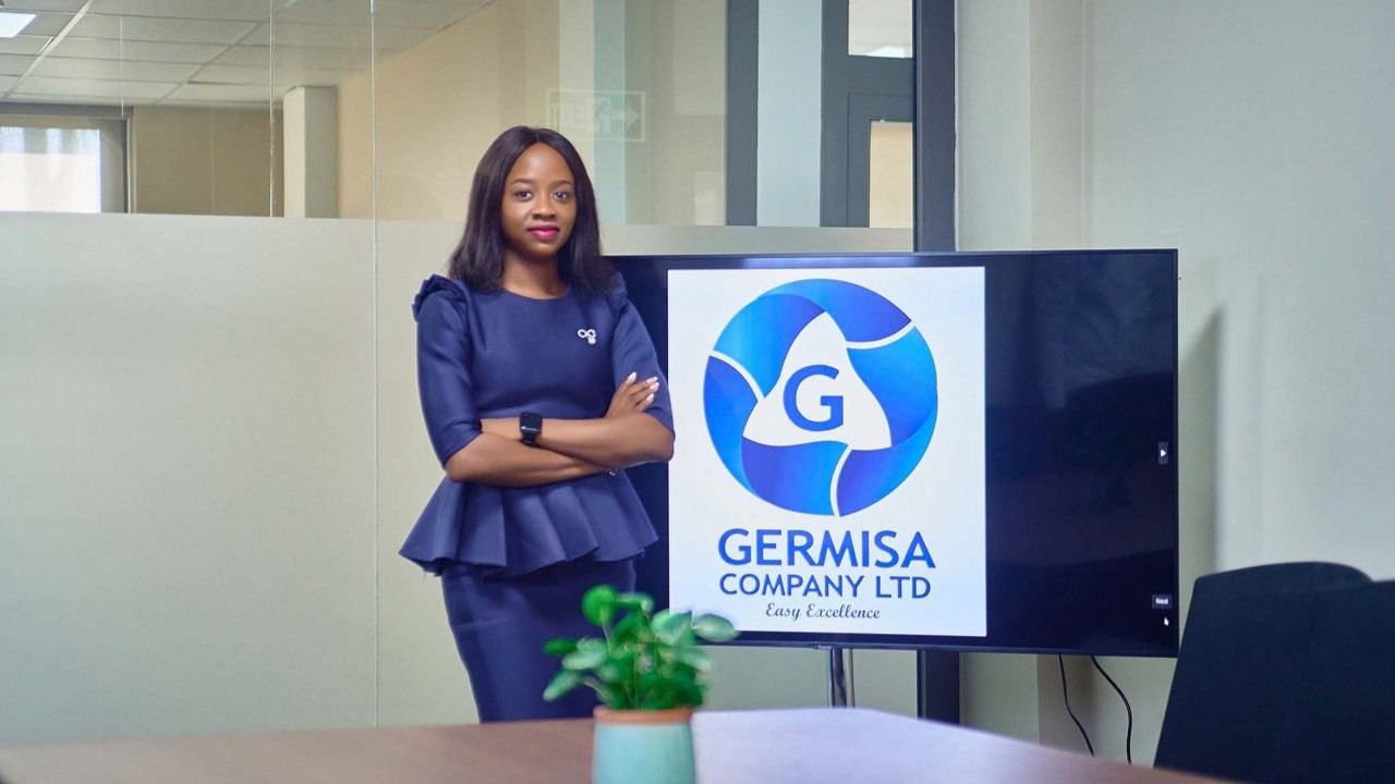 Germisa office with the company logo on screen