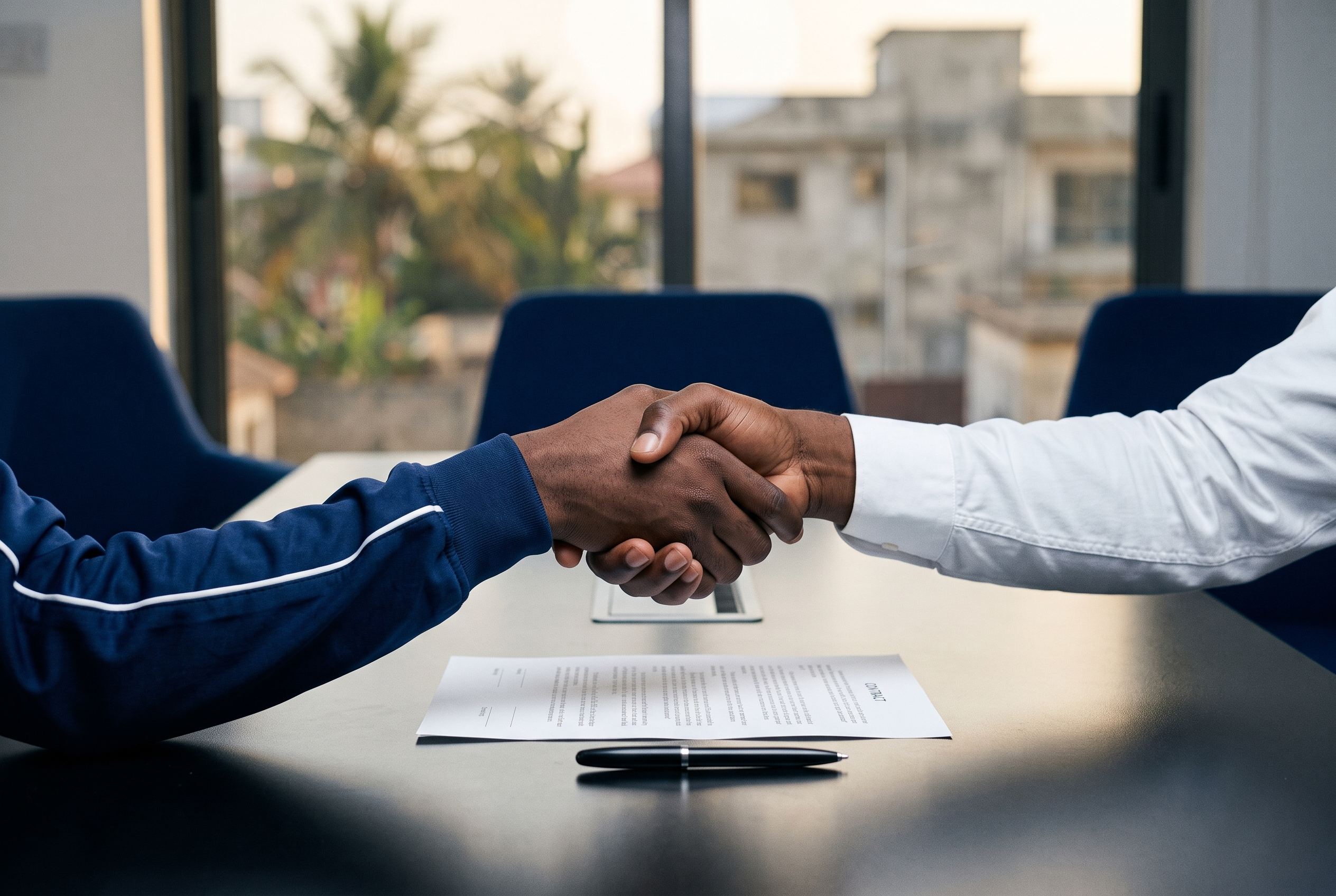 Handshake over a signed contract